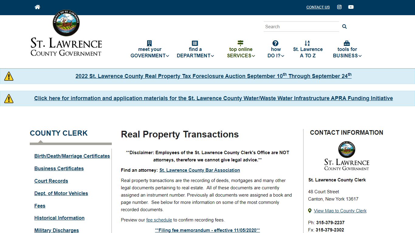 Real Property Transactions | St. Lawrence County